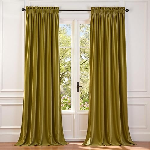 Miniatura 50 de Lazzzy Cortinas Opacas de Terciopelo con Aislamiento Térmico para Ventanas de Habitación, Cortinas de Lujo Súper Suaves para Sala de Estar, Salvia