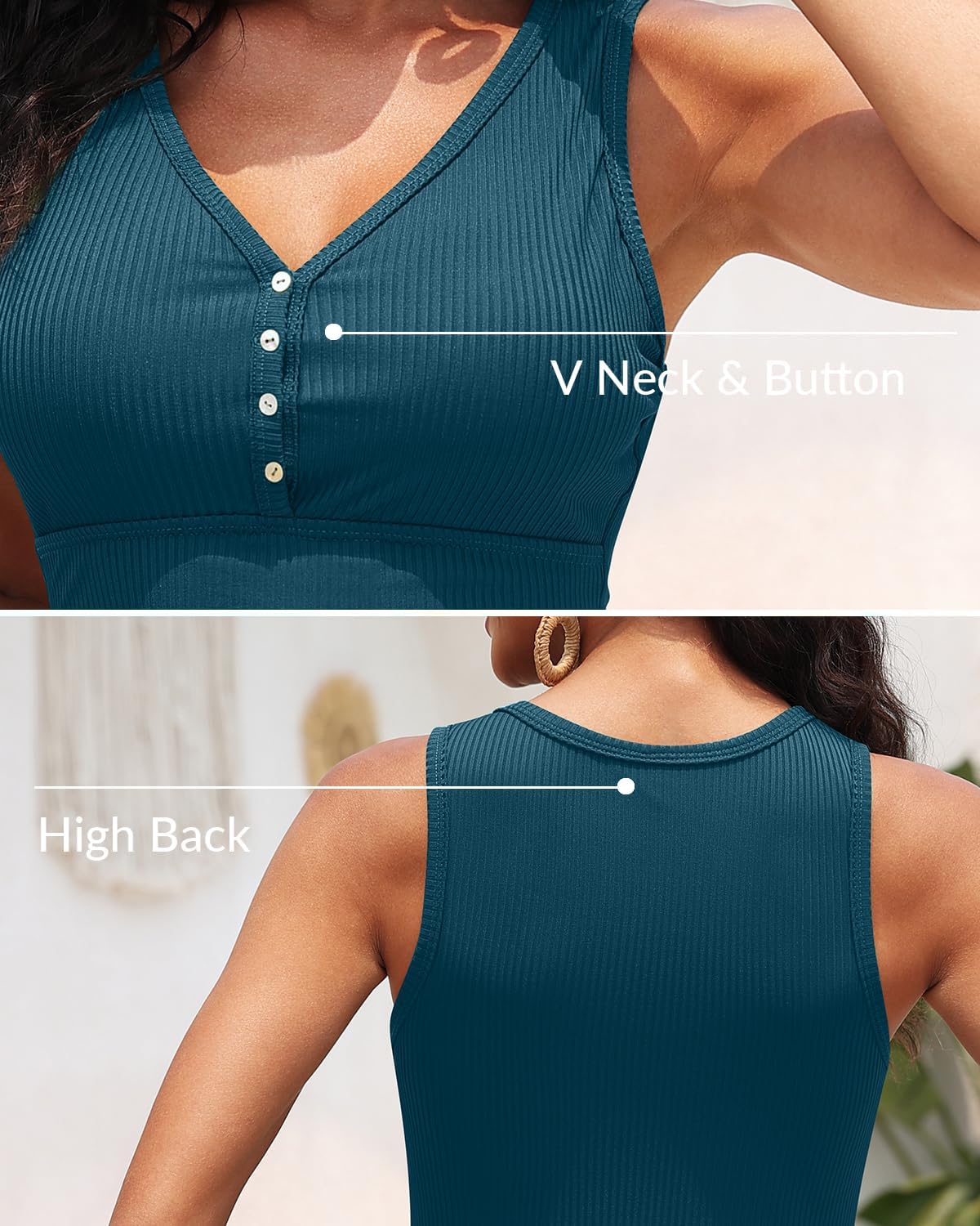 Women Tankini Top Only - Ribbed Swimsuit Top Tummy Control Bathing Suit Top Only No Bottom 2025 Swim Tank Top - Image 5