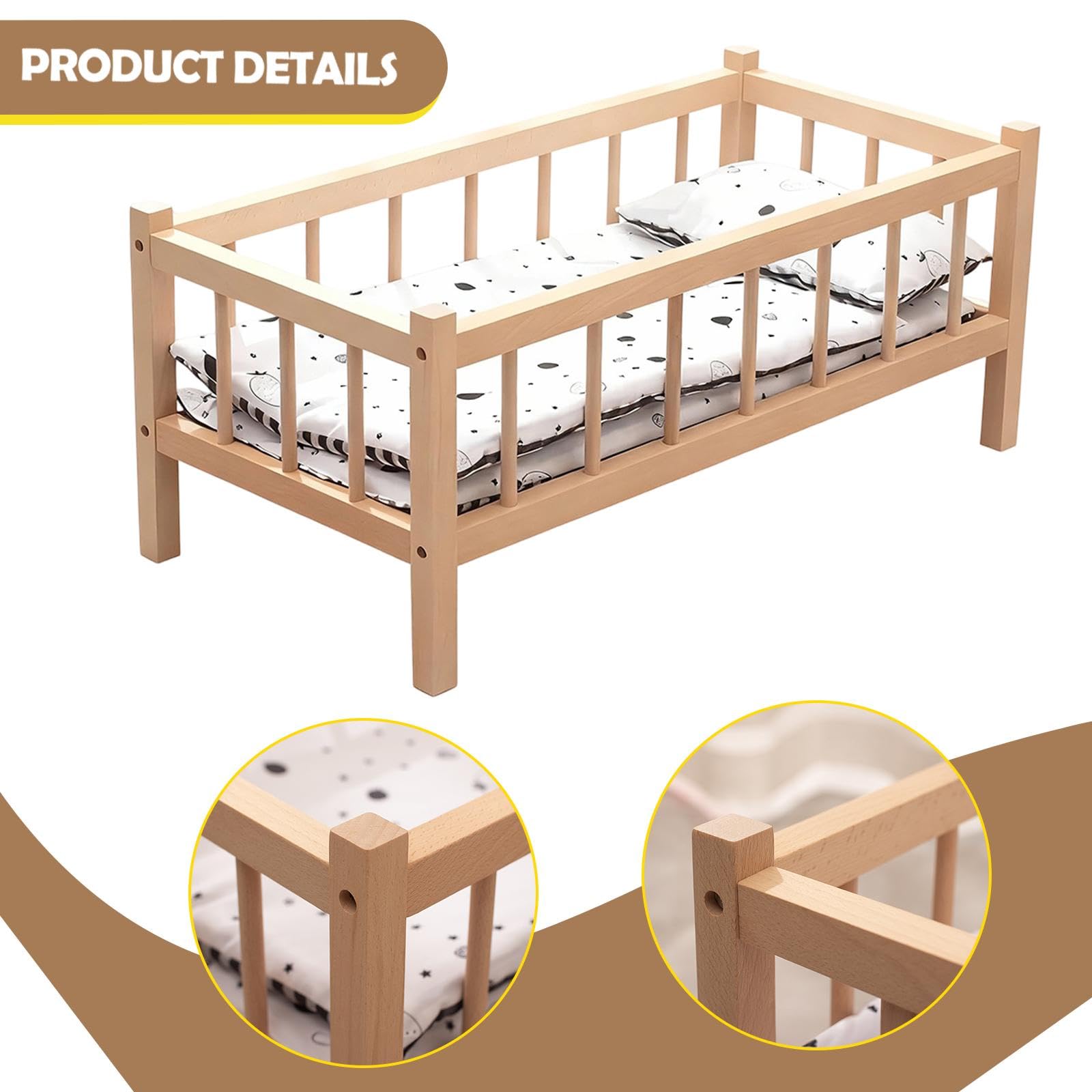 Puppenbett, Puppenbett, Spielzeugpuppen bis 58 cm, Möbel für Fotos