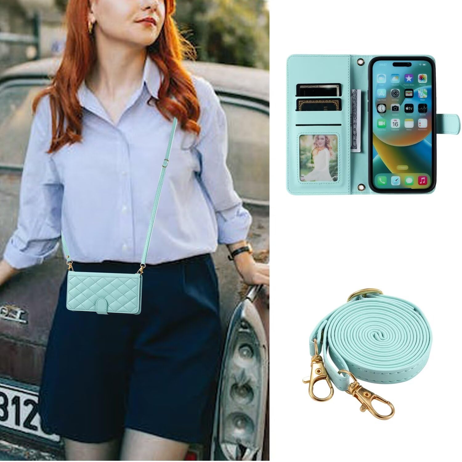 TECHGEAR Custodia Portafoglio In Pelle E TPU Con Supporto E Cinturino Per Oppo A32 / A53, Colore Blu - 3
