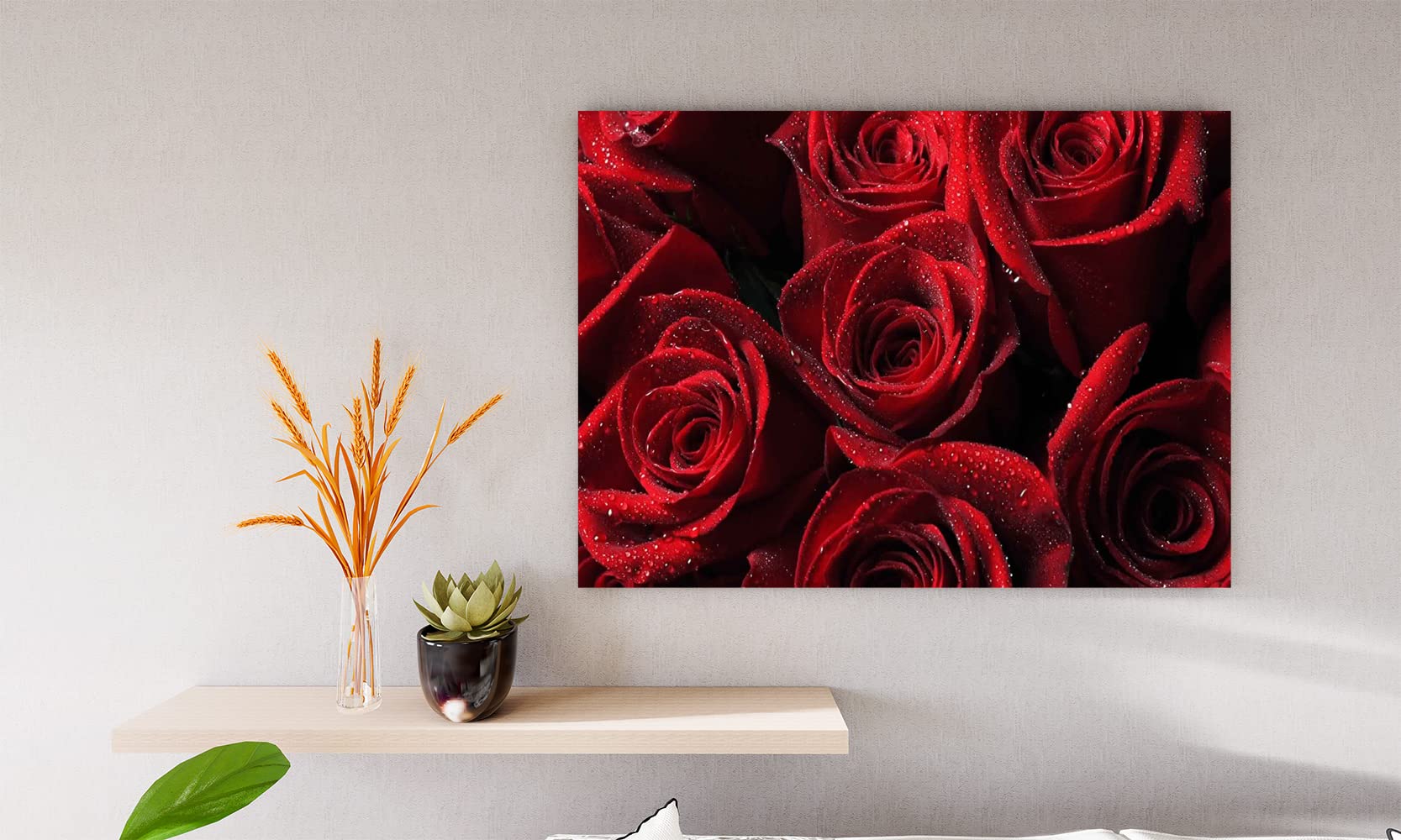 VERRE ART Printed Framed Canvas Painting for Home Decor Office Studio Wall Living Room Decoration (14x10inch Wrapped) - lots of red roses-image-16