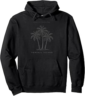 Topsail Island North Carolina Beach NC Vacation Palm Tree Pullover Hoodie