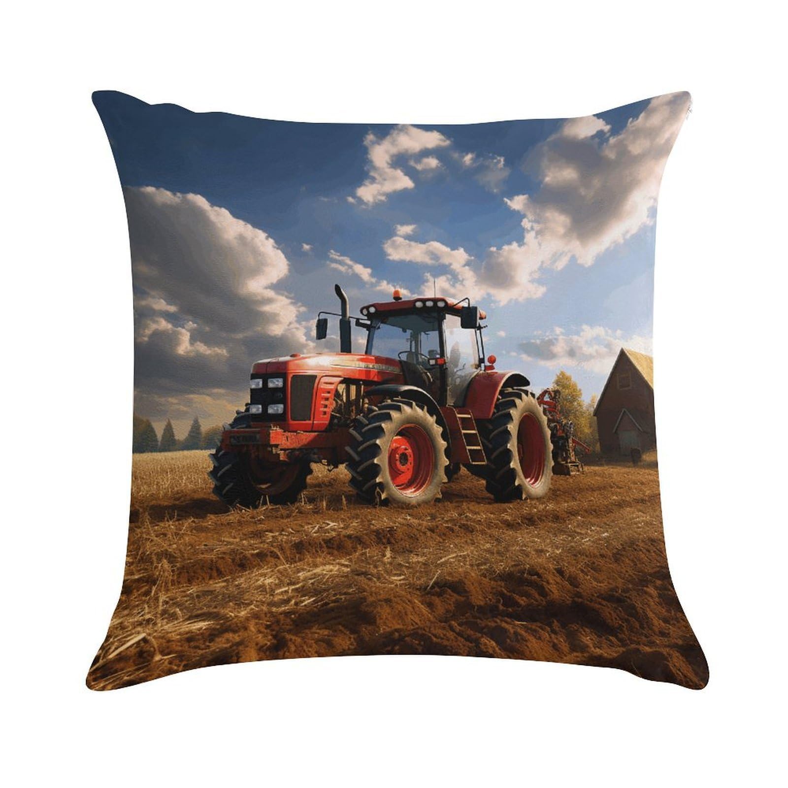 VstaDank Fantasy Farm Tractor Throw Pillow Cover Square Lumbar Throw Pillow Case Soft Decorative Cushion Cases Short Plush Pillowcase with Zipper Luxury Cozy Pillows Shams for All Seasons