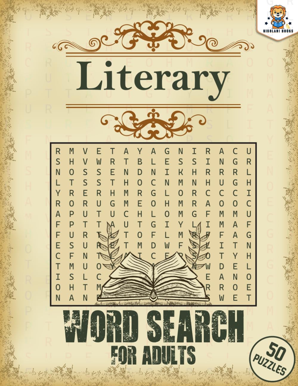 New LITERARY Word Search Book for Adults and Seniors: Puzzles related to everything music; 500 Words; 50 Puzzles, 8.5 x 11 Paperback –