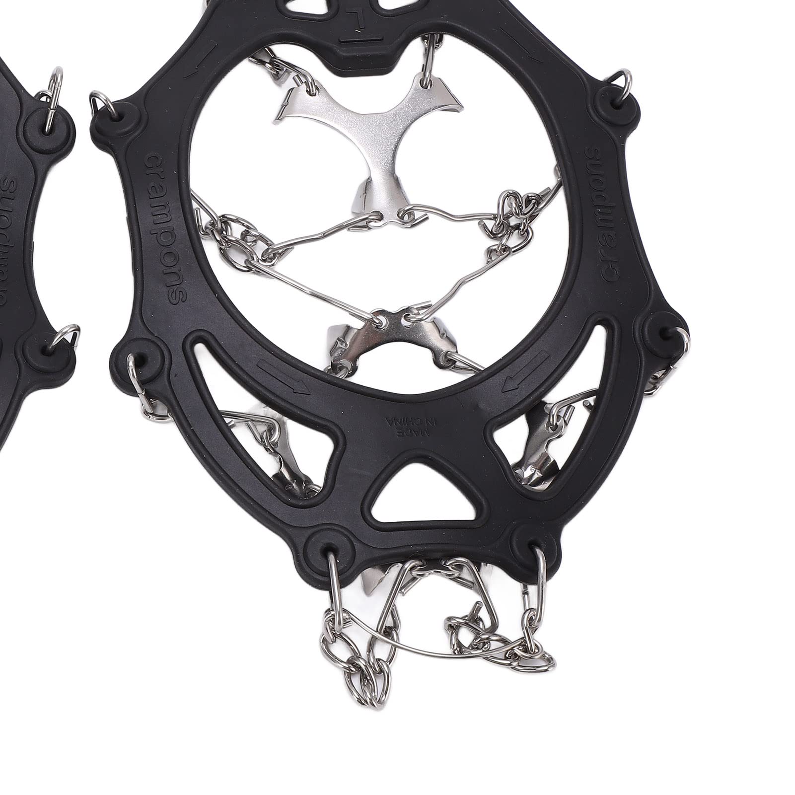 2 Pcs Outdoor 12 Tooth Mountaineering Crampons Stainless Steel Crampons Snow Anti Slip Shoe Covers Black (L 110 X 80 X 38cm (43.3in L X 31.5in W X 14.96in)