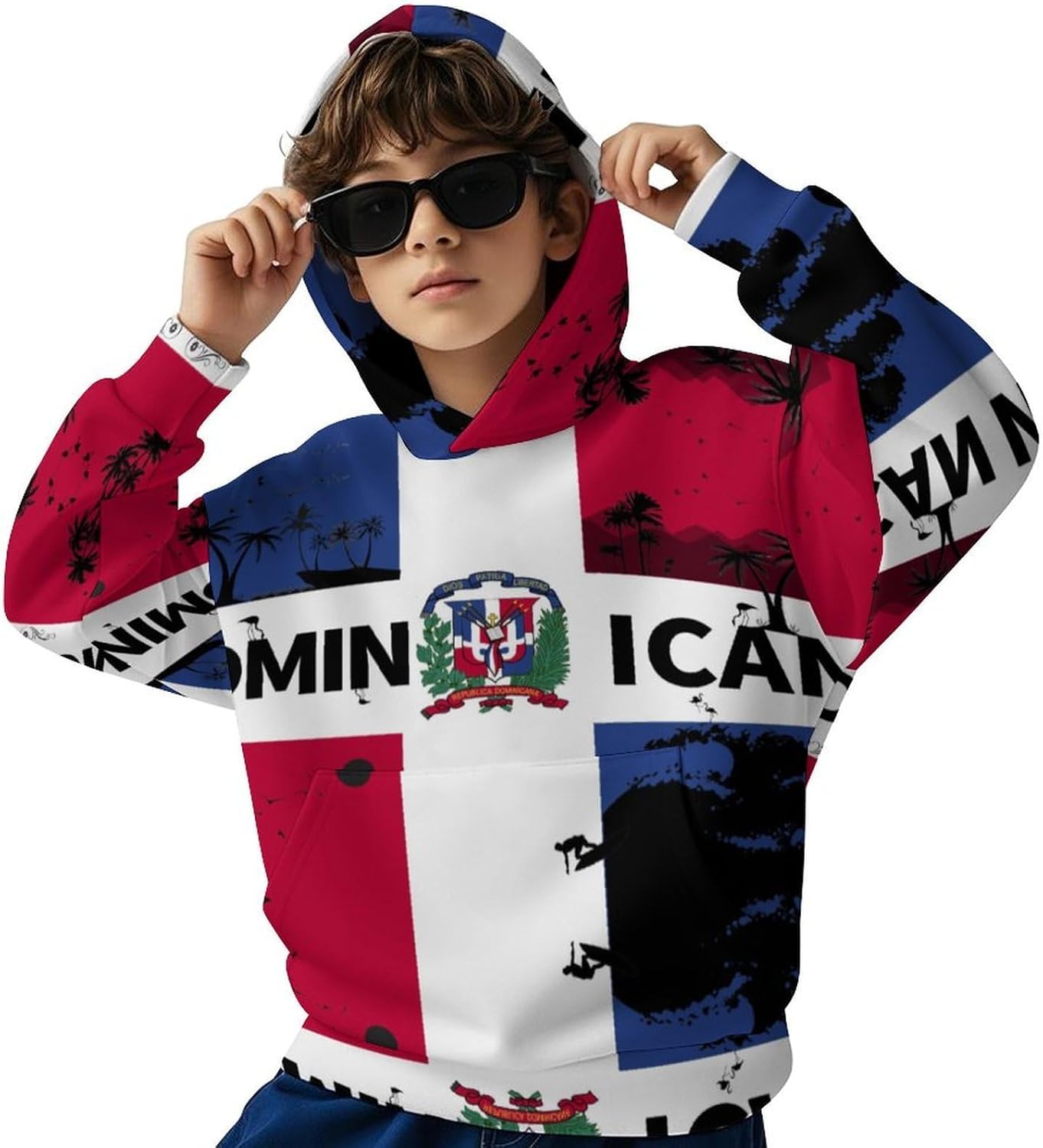 Puerto Rico Flag Hoodies for Teen Girls Youth Long Sleeve Hooded Sweatshirts Pullover Tops Fall Clothes