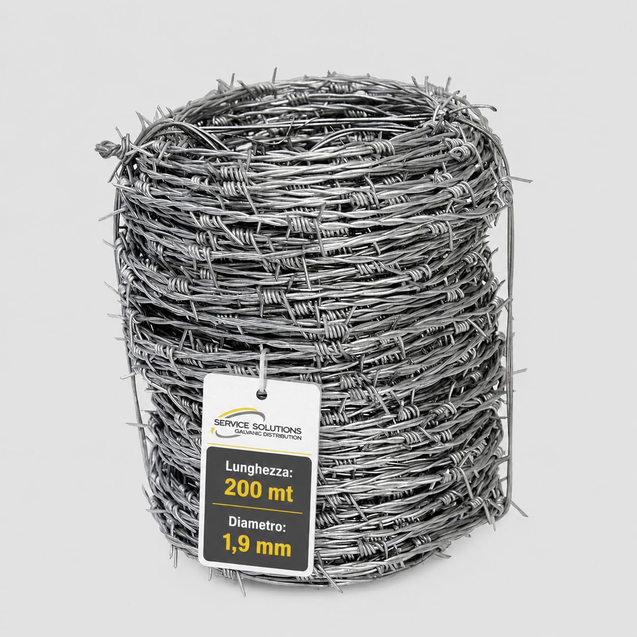 SERVICEWEBSHOP | Filo Spinato Zincato 200 MT Diametro 1,9 mm Tipo Pesante – Rotolo per Recinzioni, Sicurezza Giardino/Orto, Deterrente Antintrusione altamente Resistente alle Intemperie