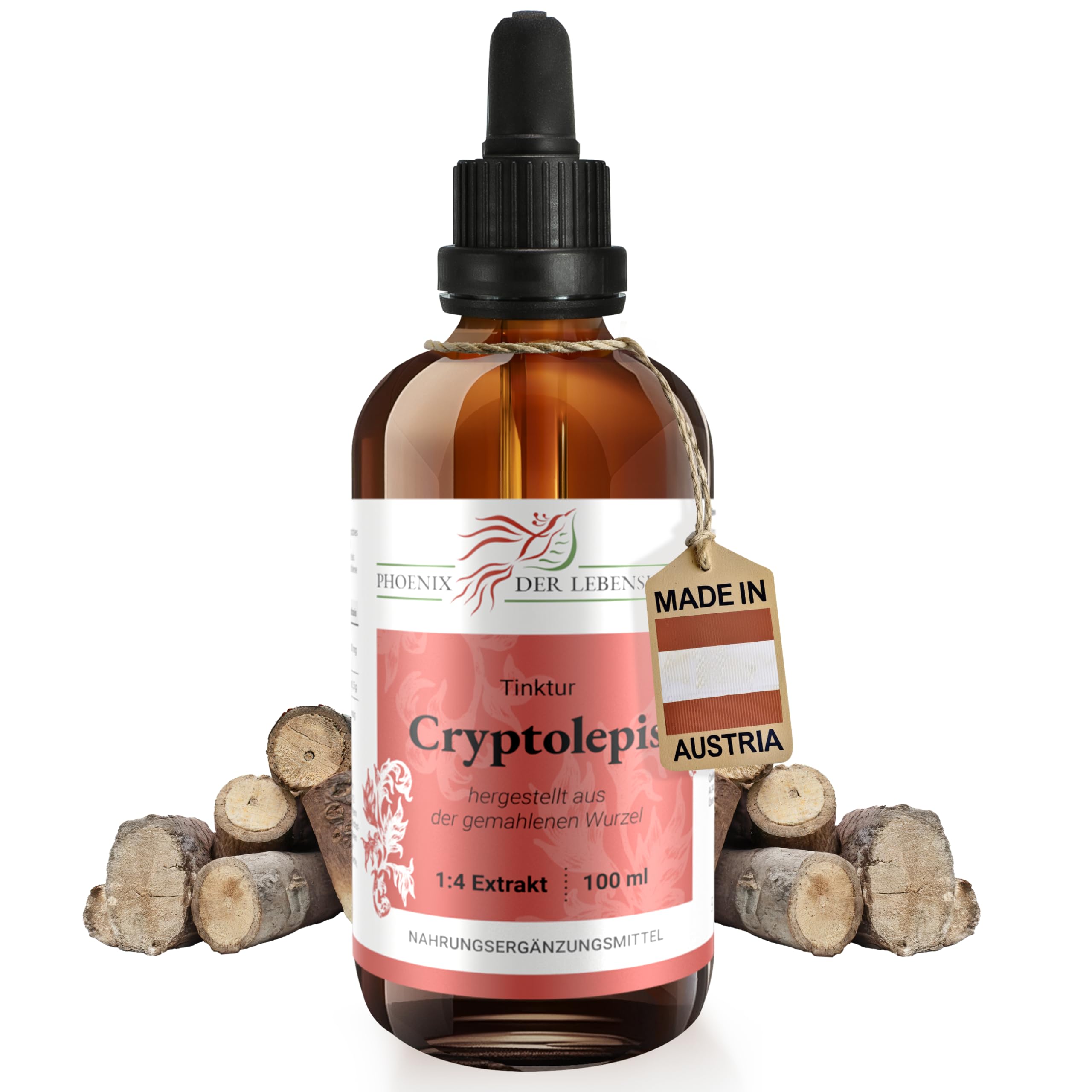 Cryptolepis Tinktur 100ml | Cryptolepis sanguinolenta Tropfen (1:4 Extrakt) | Top Premium Qualität aus Österreich | Veganes Nahrungsergänzungsmittel ohne Zusatzstoffe | Gelber Wurmfarn, Kryptolepis
