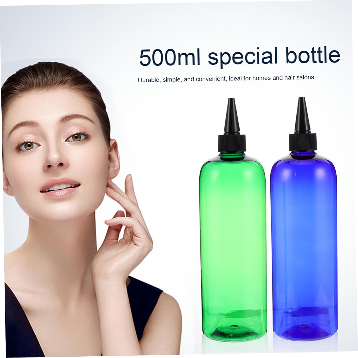Plastic Hair Color Applicator Bottles 6 Pack with Pointed Mouth 500ml