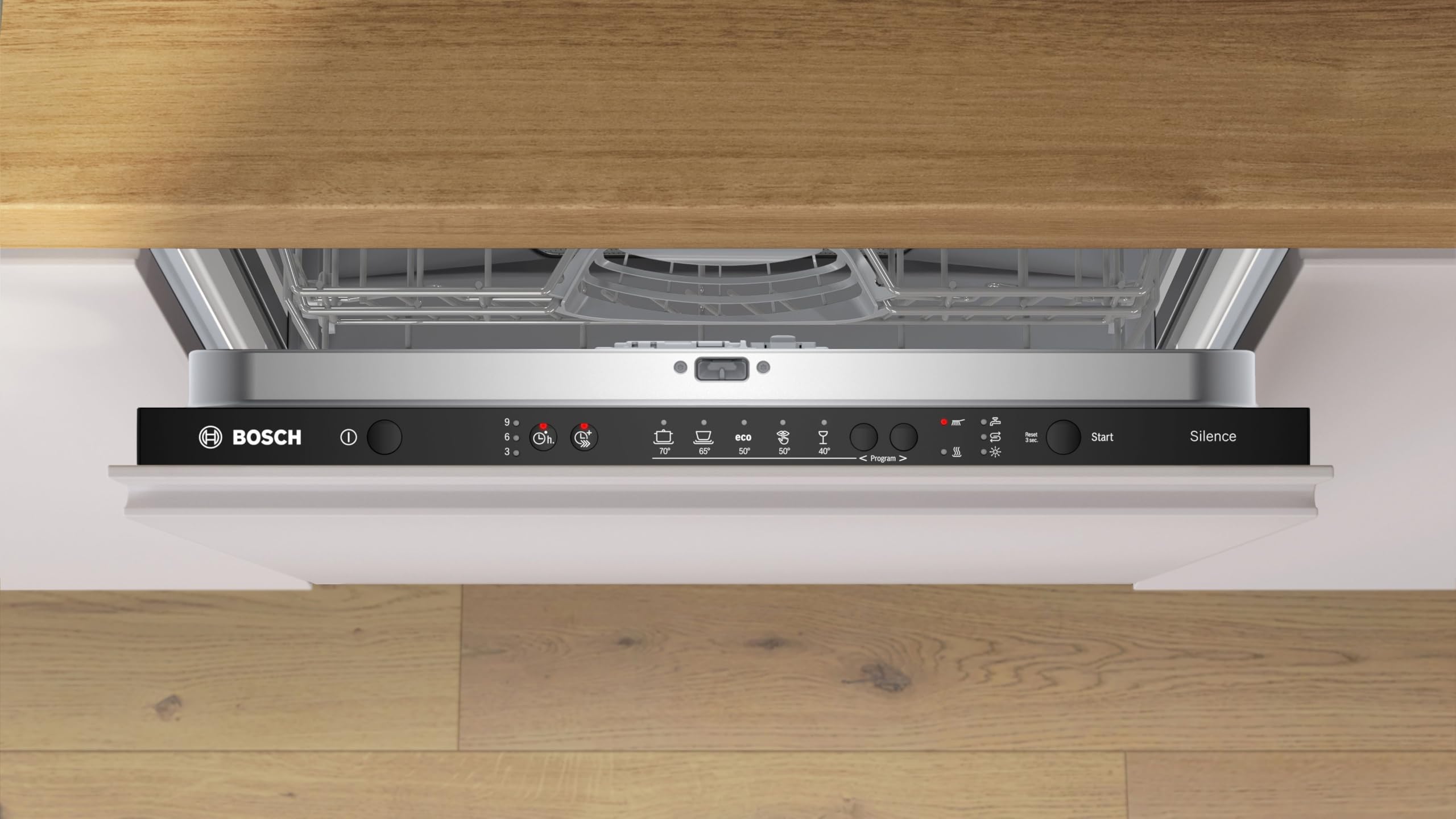 Bosch SMV25EX02E Série 2 Lave-vaisselle encastrable, entièrement escamotable, InfoLight : affichage du programme LED, 3 paniers, EcoDosage, AquaStop, 60 cm