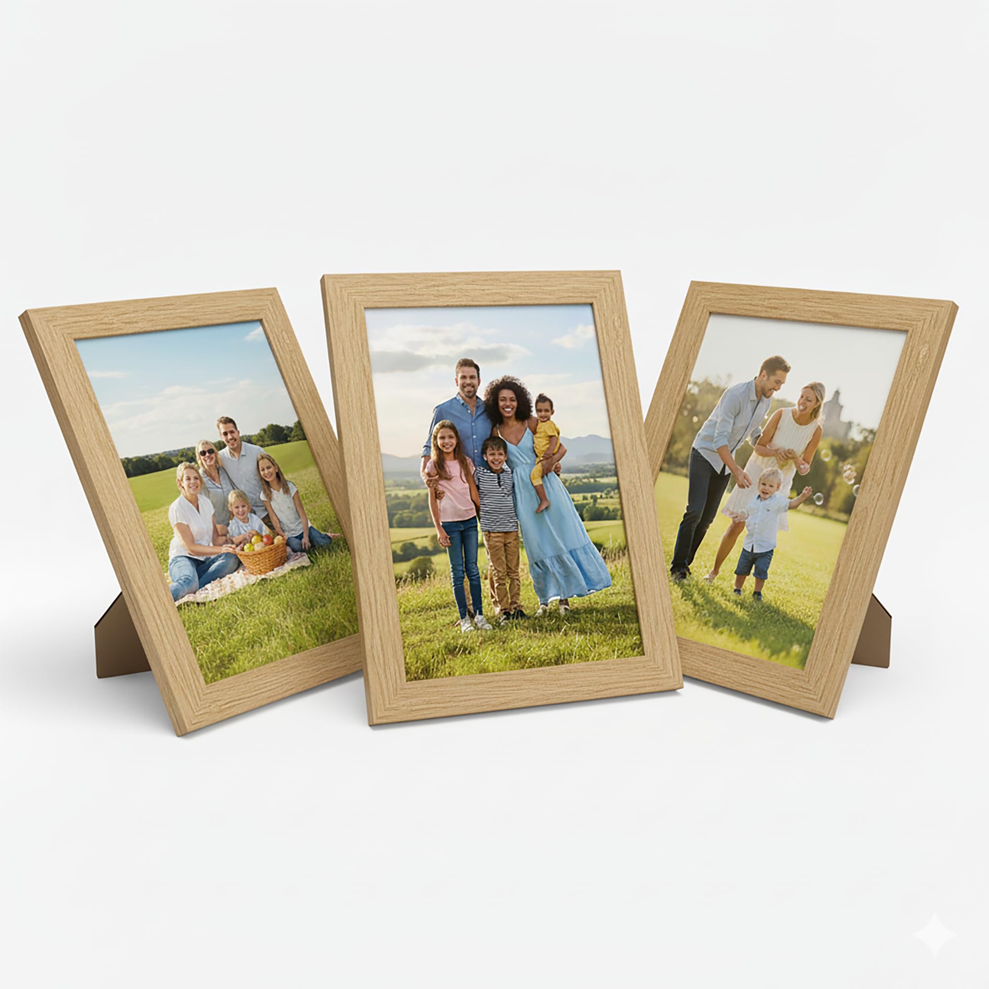 WANSHA HOME A4 Oak (Pack 3) Picture Frames (21 x 29.7 cm) Flat Poster Frame - Clear Acrylic Poster Display with MDF Wooden - Portrait/Panoramic - Wall Mount Hooks & Tabletop Stand โ image 1