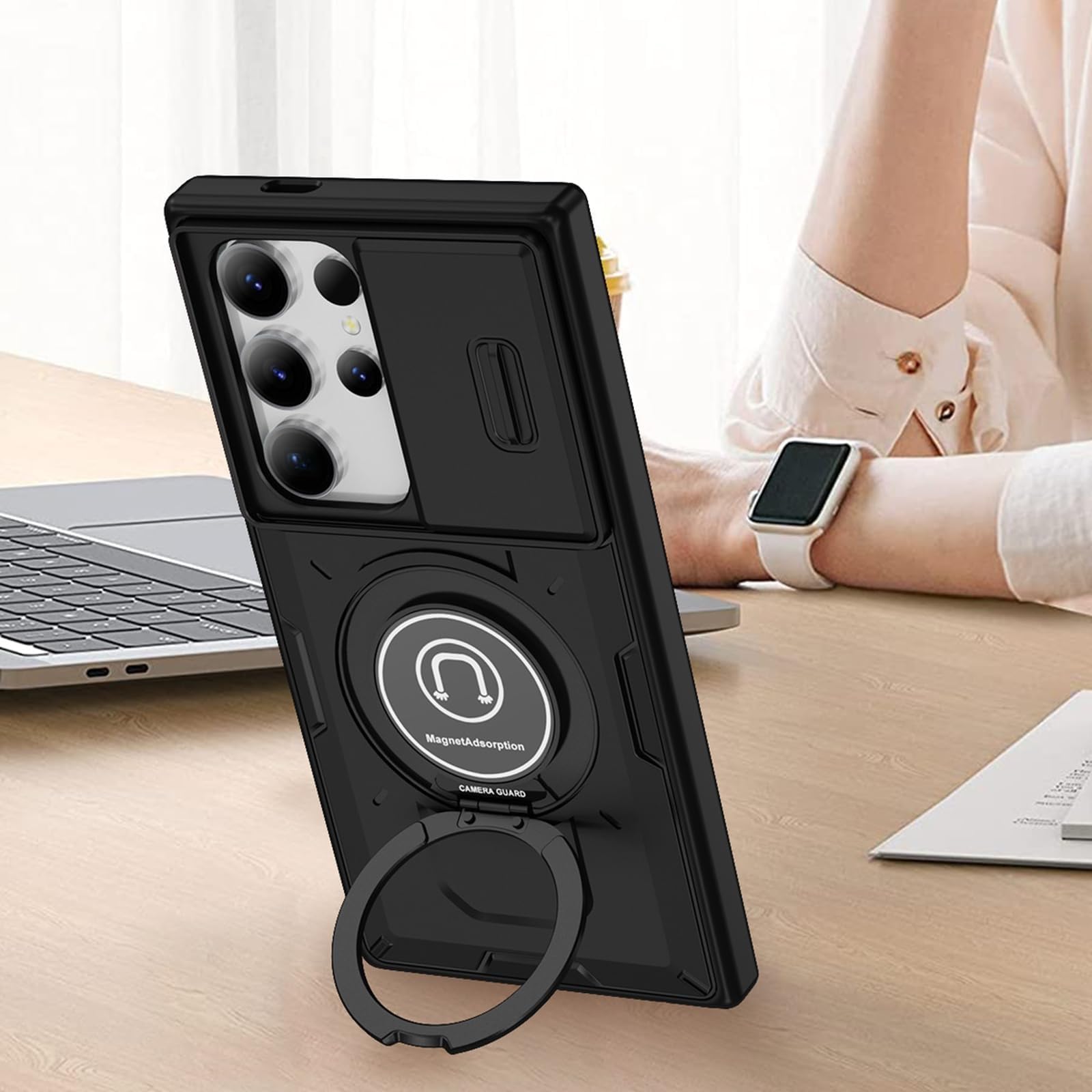 Etui do Samsung Galaxy S25 Ultra/S25 Plus/S25, pokrowiec na obiektyw przesuwny pojazd magnetyczna powłoka ssąca (fioletowy, S25plus)