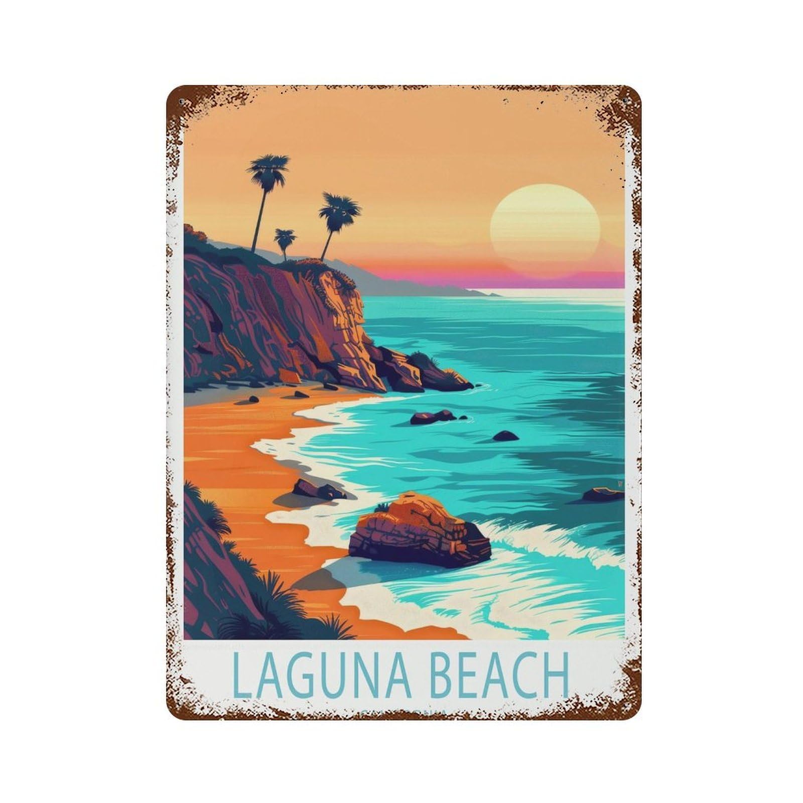 xiaoxiaoshen Laguna Beach California Travel (2) Wall Decor Art Metal Tin Poster Modern Home Decor Art Home Bar Shop Decorations Vintage Sign 40x30cm