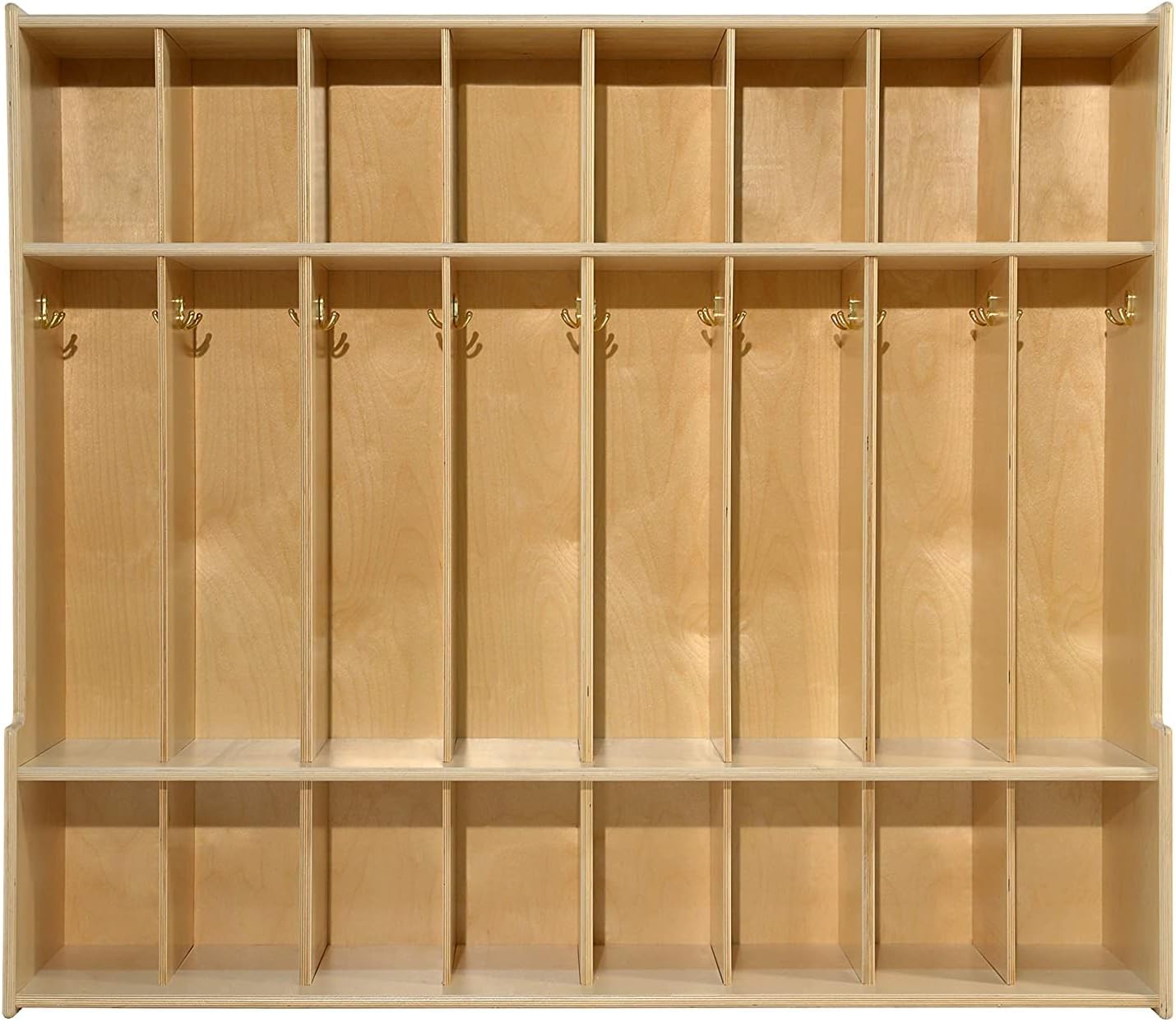 Contender 8-Section Coat Locker with Bench & Cubby Storage, Classroom Wooden Backpack Cubby Storage Organizer with Hooks for Kids Room, Daycare [Comes Fully Assembled]