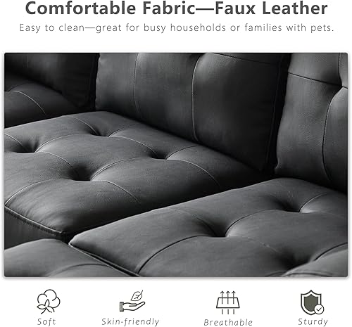 Miniatura 3 de Wimarsbon Sofá en forma de U de 106 pulgadas con diván doble, moderno juego de sofá modular tapizado de 4 asientos para sala de estar, dormitorio,