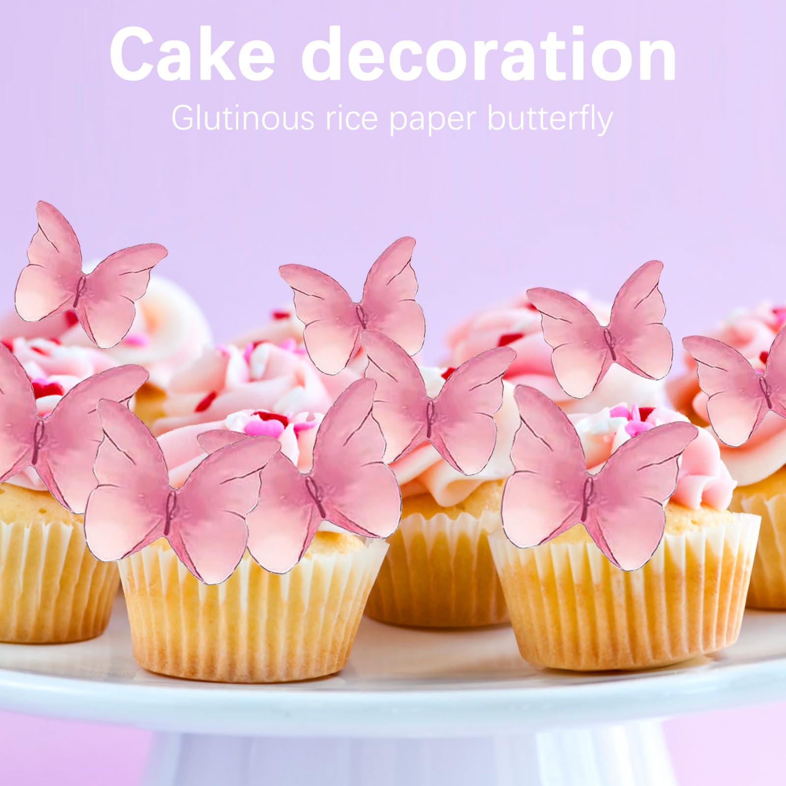 72 Essbare Schmetterlinge Tortendeko - Rosa Cupcake Deko