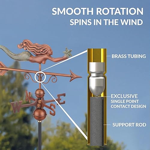 Miniatura 5 de Good Directions 1978GRN Veleta de la Sirenita, pátina acabada a mano de cobre puro