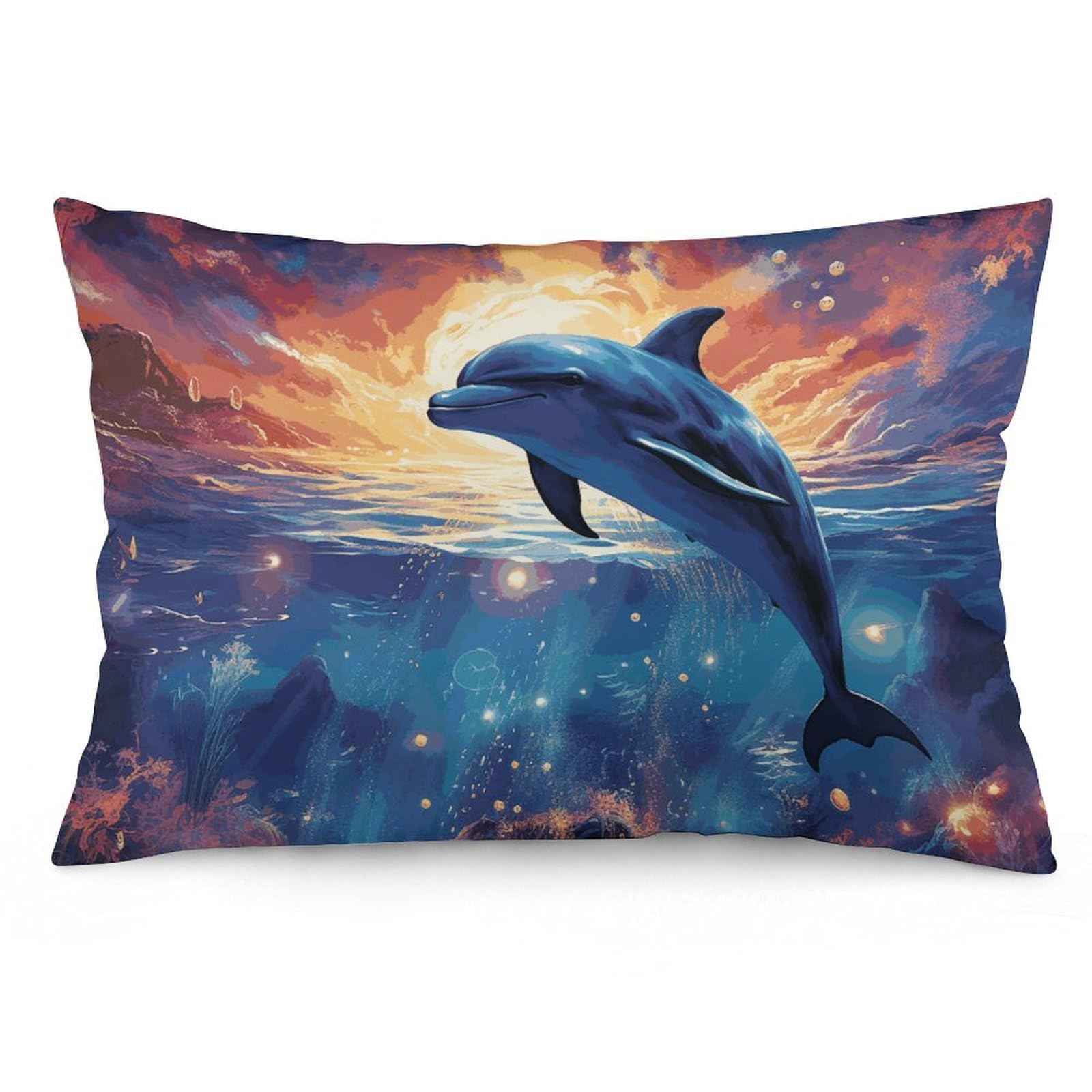 2 Pack Pillow Cases for Hair and Skin, Soft Breathable Pillow Case Covers with Hidden Zipper, Colorful Starry Sky Ocean Dolphin Pillowcase 20"x30" Pillow Covers for Sleeping Gift