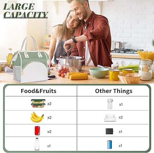 Miniatura 2 de LOKASS Lonchera aislada con apertura amplia, soporte grande para bebidas, organizador de aperitivos de nailon duradero con correa extraíble para el