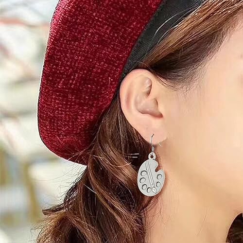 Miniatura 5 de Honbay 60 dijes de pintura de aleación, colgantes, artista, pintor, paleta, cuchillo, brocha, brújulas, colgantes para aretes, pulseras, collares,