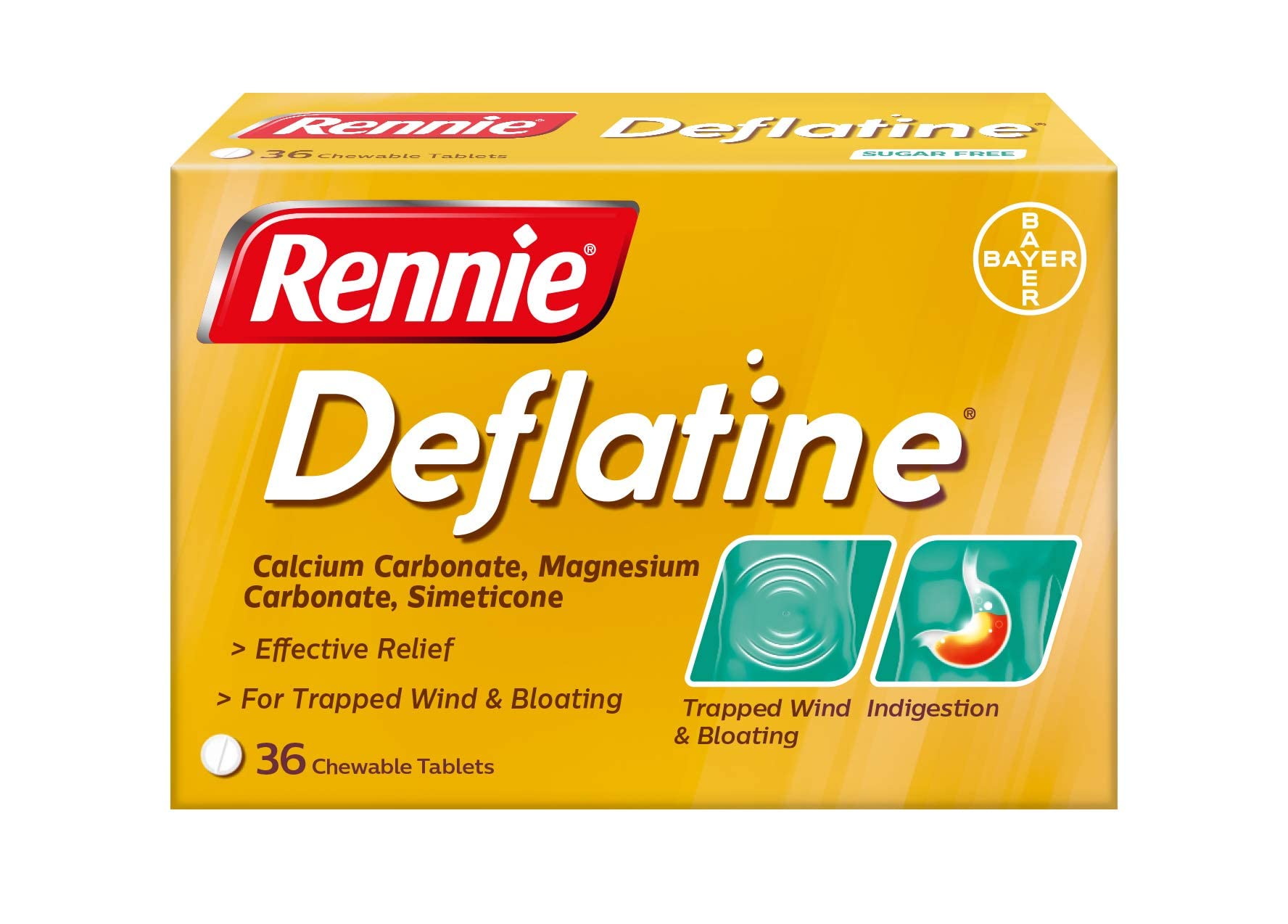 Rennie Deflatine Tablet for Trapped Wind and Bloatedness - other, 36 Count (Pack of 1)