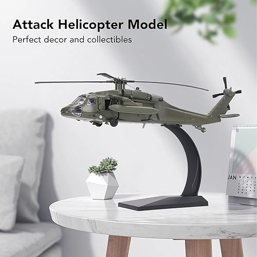 Miniatura 3 de Modelo de helicóptero fundido Decoración Exquisita simulada portátil para niños Modelo de helicóptero blindado de aleación para dormitorio (tipo 2)