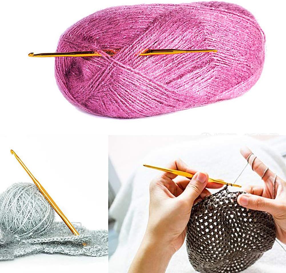 40 Pcs Double End Crochet Hook Set, Include 10 Pcs Golden Aluminum Crochet Needles, 10 PCS Knitting Crochet Markers Ring, 20 PCS Knitting Stitch Markers for Craft DIY