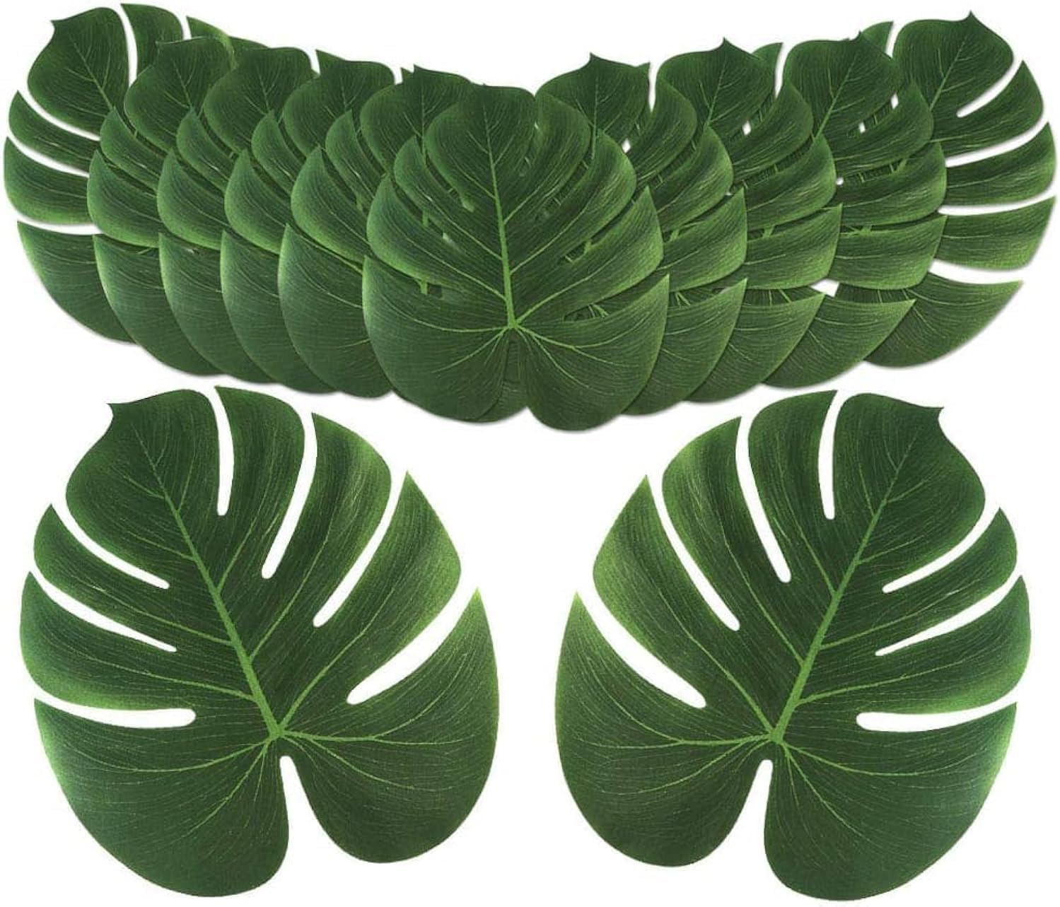 Mumoo Bear 12pcs Large Artificial Tropical Palm Leaves, Faux Safari Leaves, Hawaiian Luau Party Jungle Beach Theme Decorations for Birthday Party Safari Table Decorations Supplies
