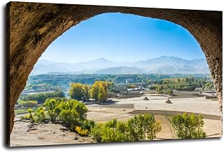 Zhenfangx Afghanistan Village Wall Art Canvas Prints Pictures Wall Decor Poster Printing For Home Living room Bedroom Office With Framed 24"x16"