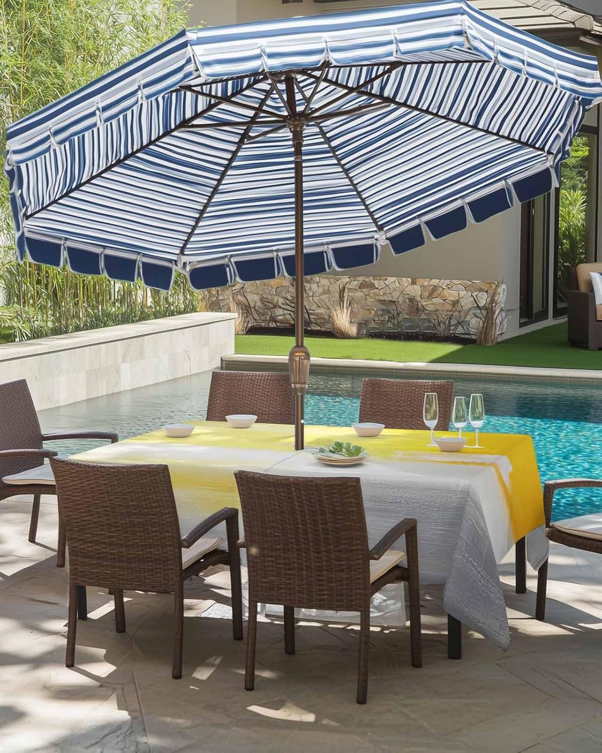 Abstract Grey Rectangle Outdoor Tablecloth with Umbrella Hole Yellow Texture Mottled Oil Painted Art Modern 60x84 inch Waterproof Table Cover Zippered Table Cloth for Garden Patio