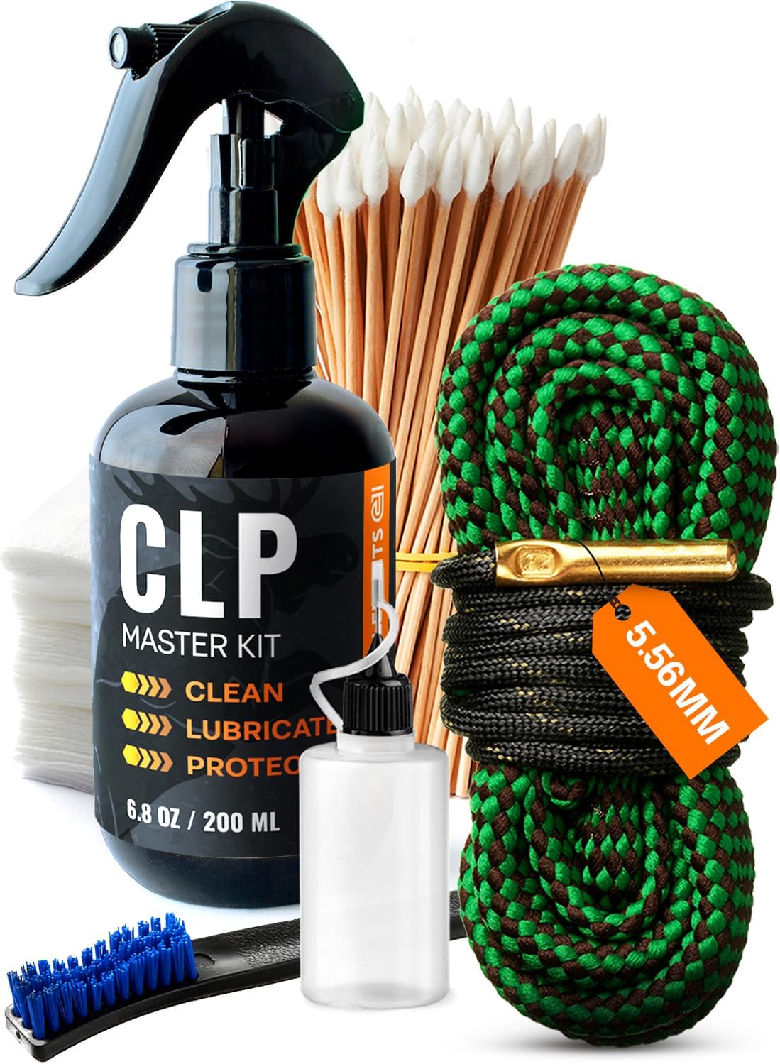 Gun Cleaning Oil Kit 3-in-1 Cleans, Lubes, Protects - 6.8 Oz. Sprayer Gun Cleaner and Lubricant, Needle Oiler, Cleaning Patches, Cleaning Swabs and Brush - Gun Oil and Cleaning Kit