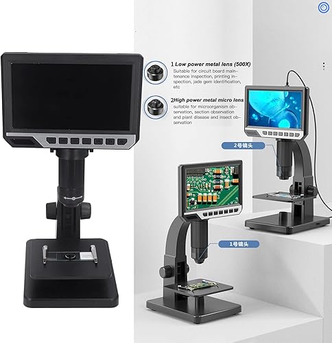 Miniatura 2 de 7in IPS Screen, LCD Digital Microscope, 2000X Magnification Coin Microscope, 7 Inch LCD Soldering Microscope, 1080P HD 12MP Camera Sensor,