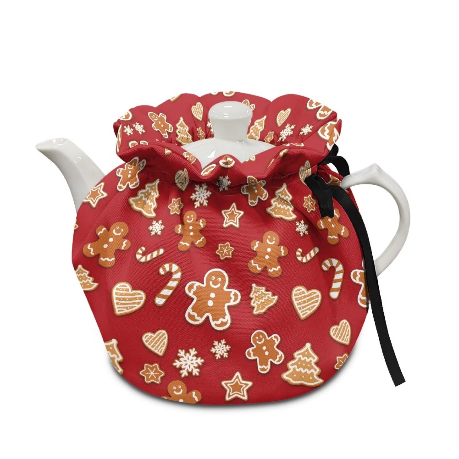 Goronwyfloyd Christmas Cookie Cane Pattern Teapot Cozy Breakfast - tea cozies | Mubboo