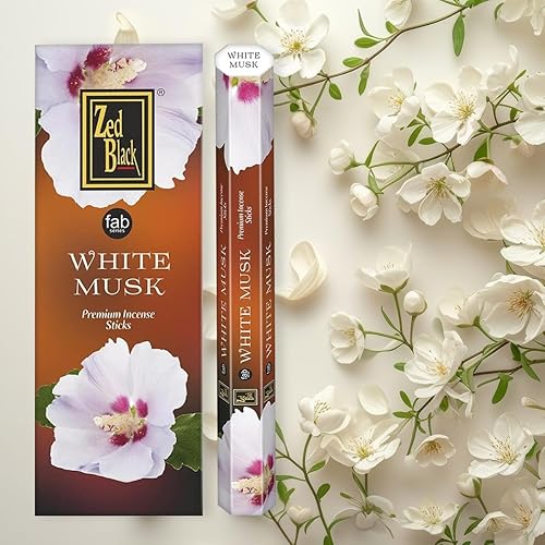 Miniatura 3 de ZED Black Varillas de incienso de almizcle blanco, 20 varillas por caja y 6 cajas en el interior (total 120 varillas), varillas de incienso de alta