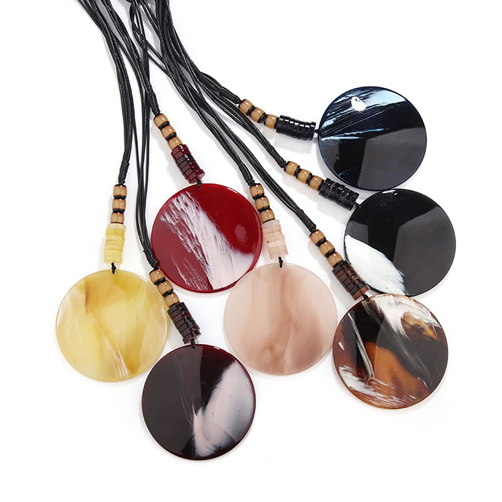 ESNY Collana con Ciondolo Grande in Acrilico Tondo Grosso per Donna Collana con Colletto Esagerato in Resina di Pelle Lunga Collana con Colletto da 20,4" Q