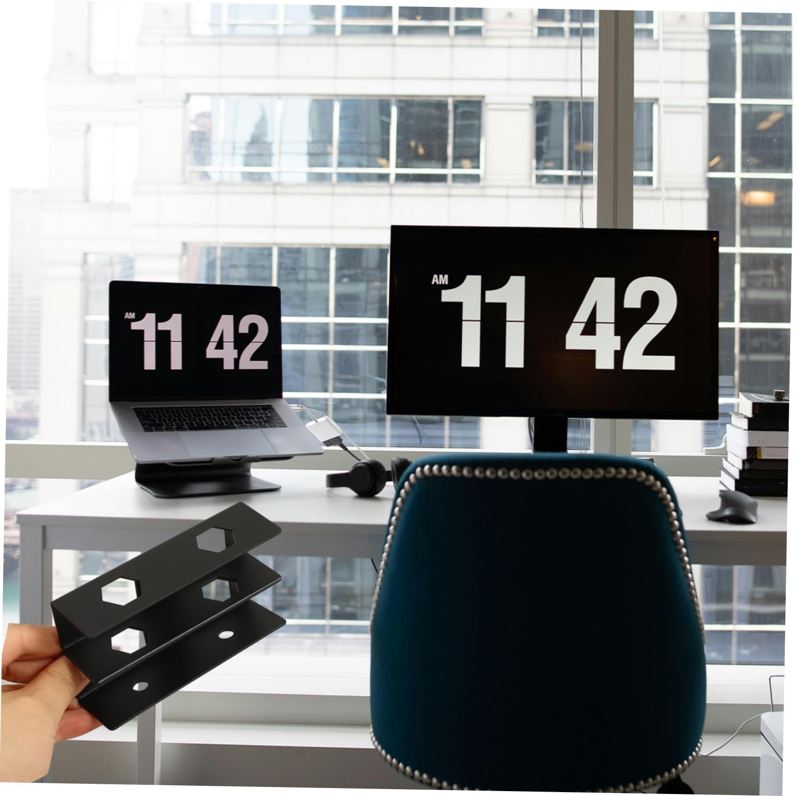 3 Juegos Soporte Escritorio para Laptop Montaje de Doble Capa Organizador de Espacio para Computadoras Incluye Tornillos Compatible con Laptops Teclados y Cajas de Cable