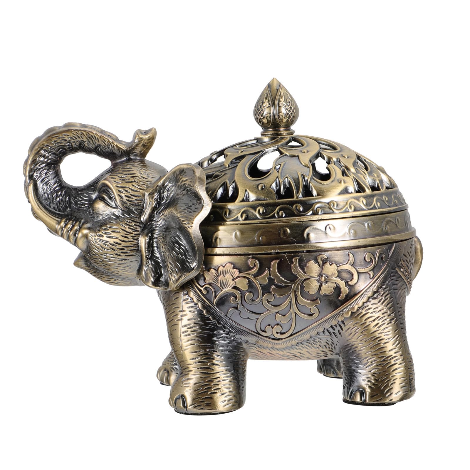 Brûleur de parfum éléphant décoratif en métal marron pour maison