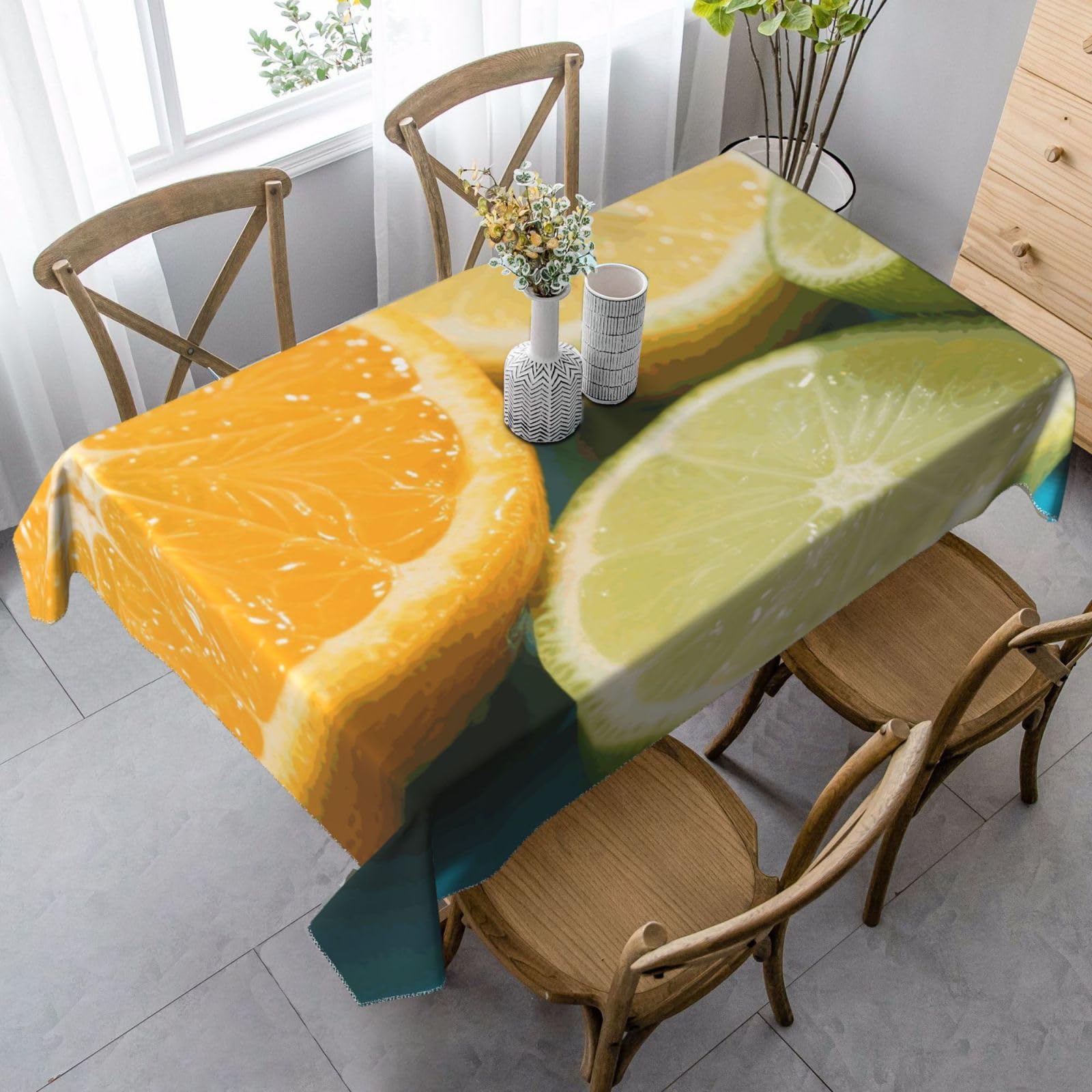FekiLoot Lemon Rectangle Tablecloth 35x55 Inch, Washable Reusable Farmhouse Table Cloths Wrinkle Free and Spillproof Kitchen Dinning Table Cover for Party Wedding Picnic Home Decor Tablecloths