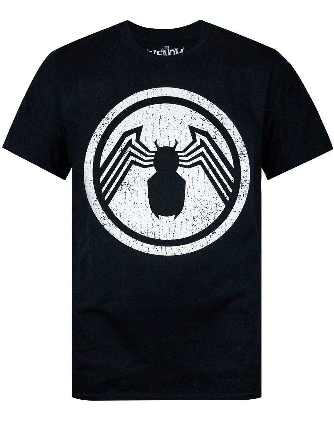 Vanilla Underground Men's Black Marvel Venom Distressed Logo T-Shirt