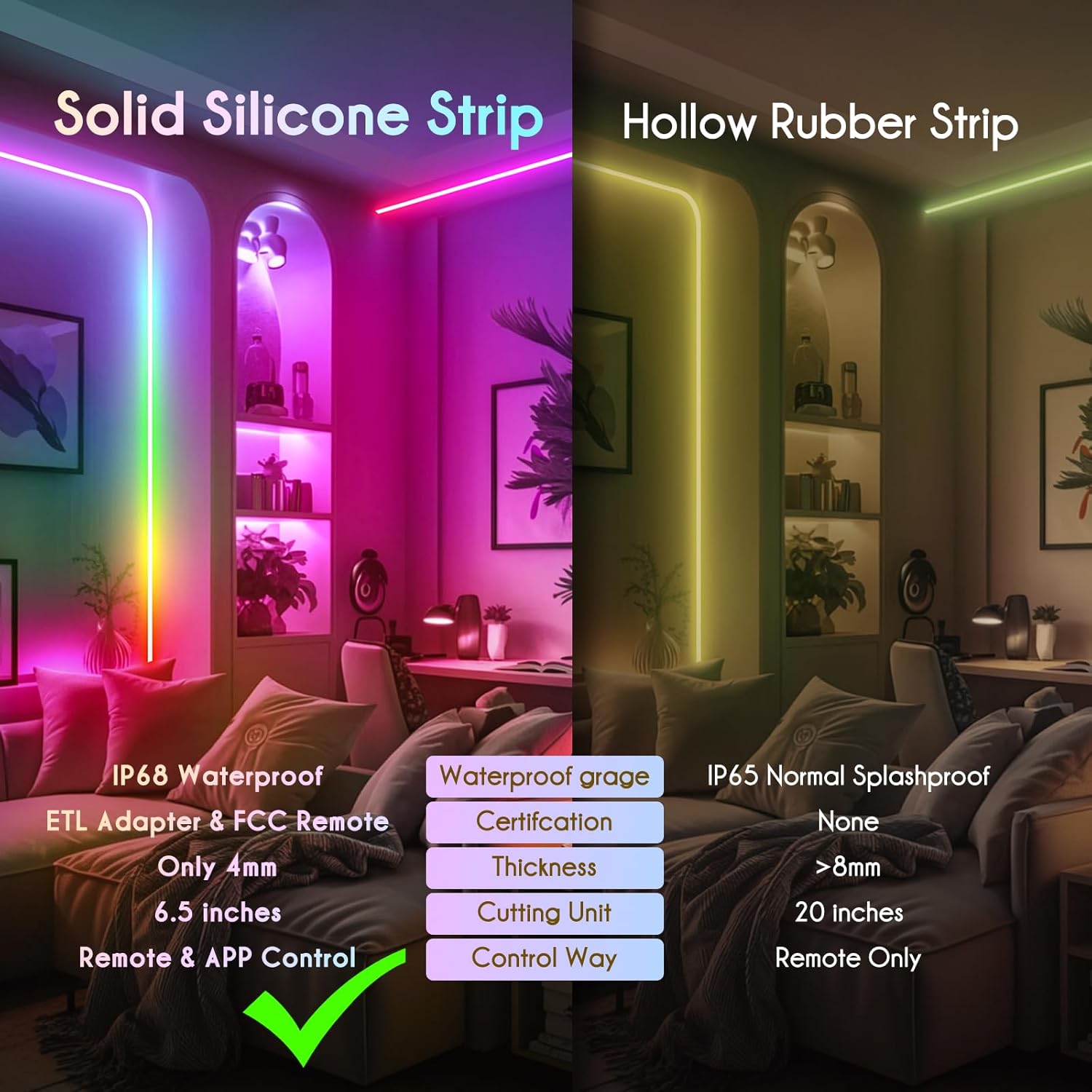 Shine Decor IP68 LEDストリップライト 52.5フィート DC 24V RGB+IC LEDストリップライト 屋外