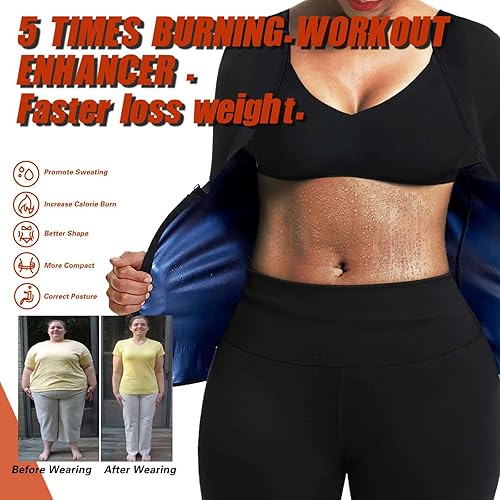 Miniatura 3 de Camisa de traje de sauna para mujer, pérdida de peso, entrenamiento de cintura, chaleco de sudor, fajas de entrenamiento de manga larga