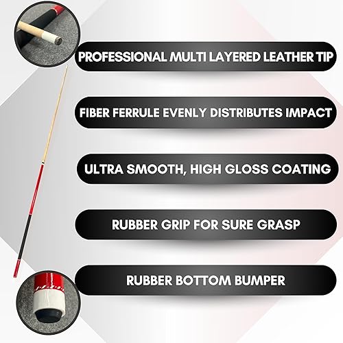 Miniatura 2 de Freetime Fun Taco de piscina de lujo de 58 pulgadas de arce canadiense Hard Rock 2 piezas con empuñaduras de goma