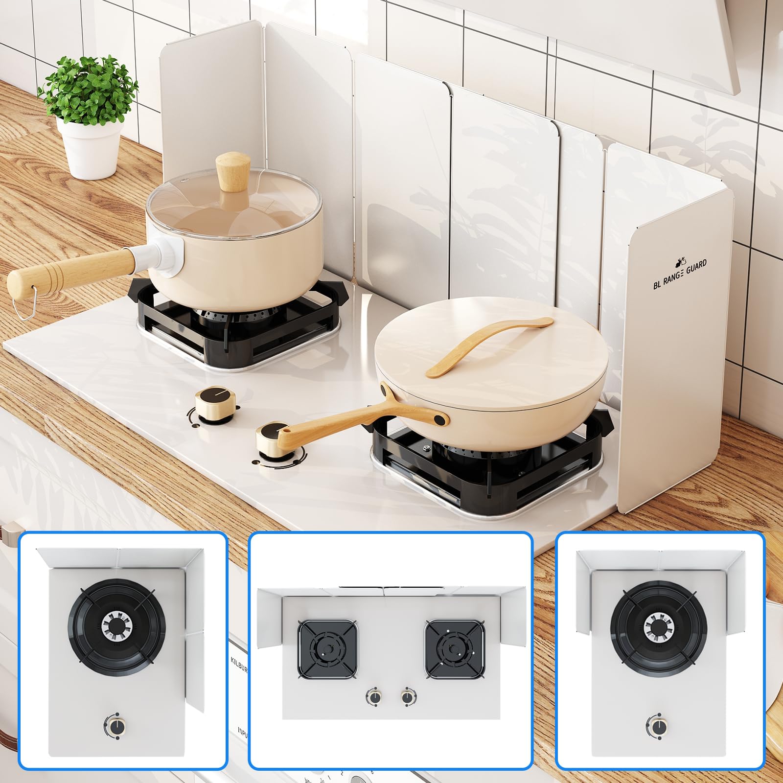 2-piece set 3 Sided Splatter Guard for Frying Stove Top Iron Splatter Screens for Fine Mesh Oil Splash Guard Anti Splatter Shield Guard