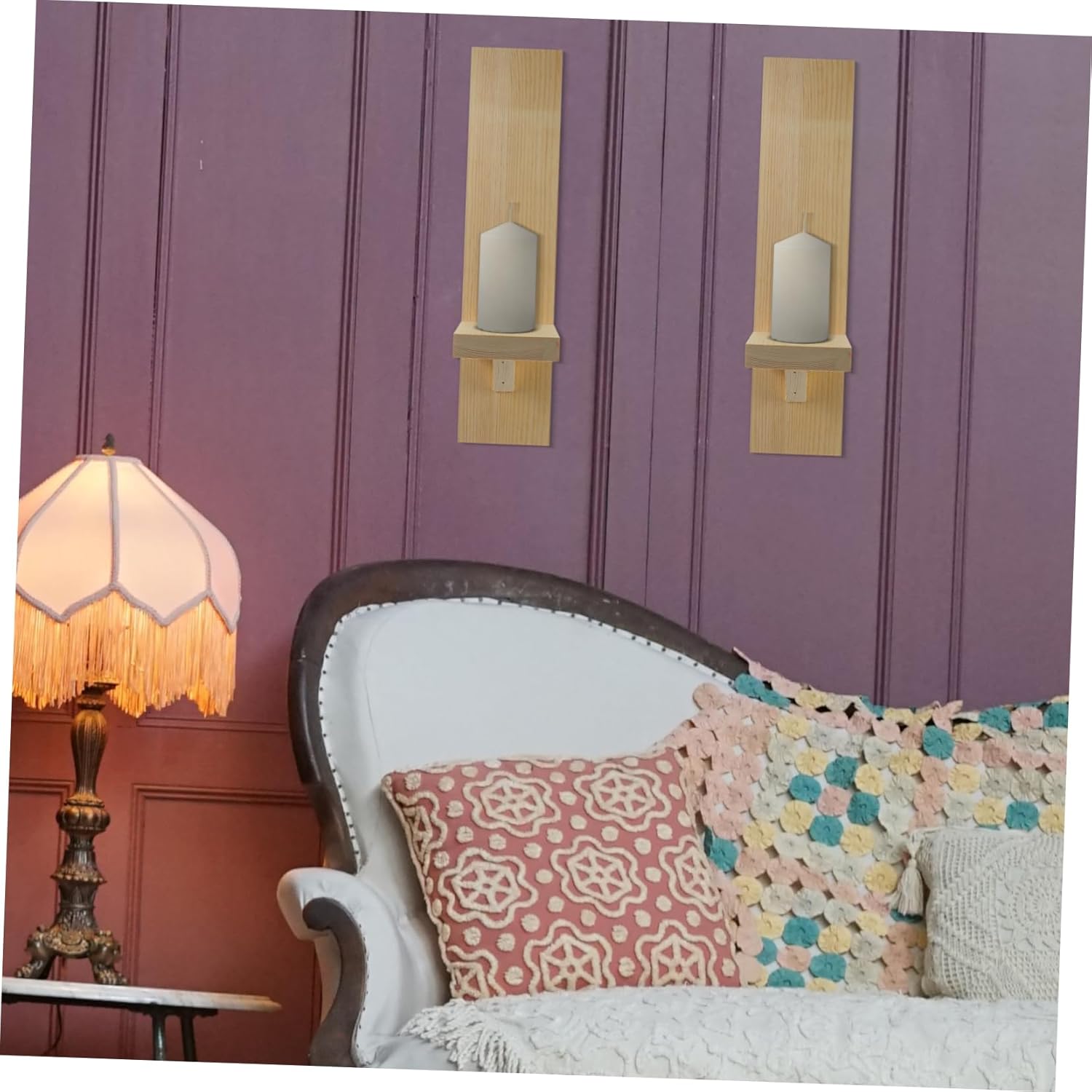 Garneck Rustic Wooden Wall Candle Sconce Tea Light Holders for Home Decor Vintage Style Wall Art for Living Dining Hallway Accent Warm Romantic Ambiance