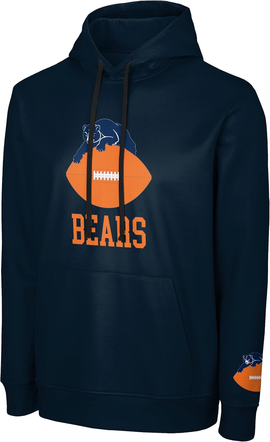 FOCO NFL Men's Official Throwback Retro Primary Logo Wordmark Polyester Pullover Hoodie Sweatshirt