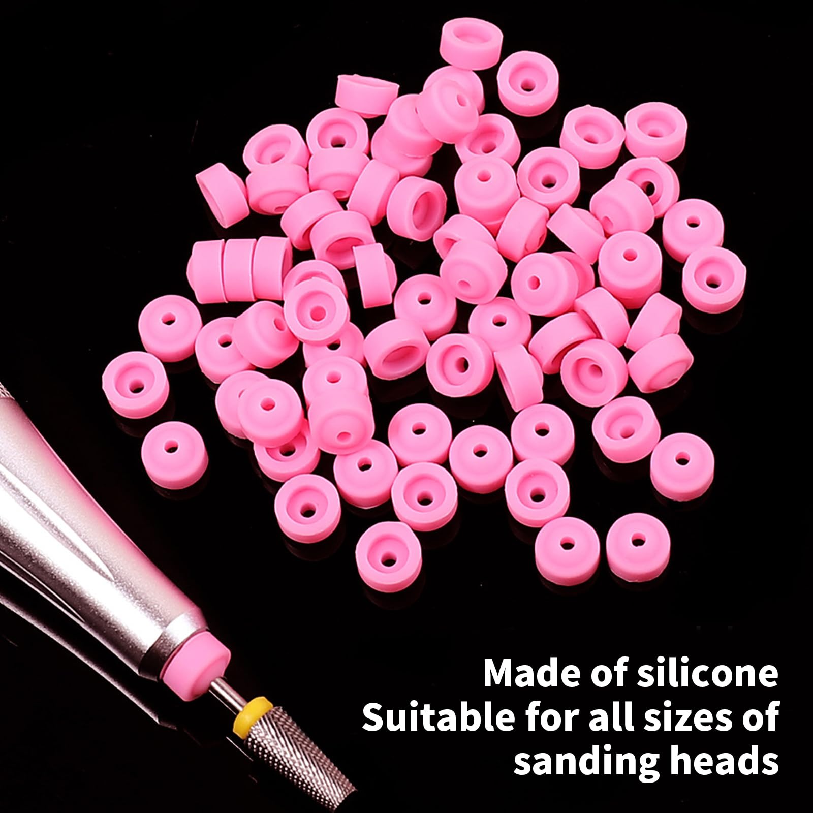 Wjelet 20 Pcs Nail Drill Dust Cover, Nail Drill Bits Caps, Nail Sanding Cap for Nail drill Bits Cuticle Nail Drill Bit Dust Cover Pink - Image 3