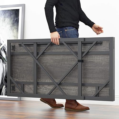 Miniatura 7 de Elephance Folding Desk Writing Computer Desk for Home Office, No-Assembly Study Office Desk Foldable Table for Small Spaces Roble