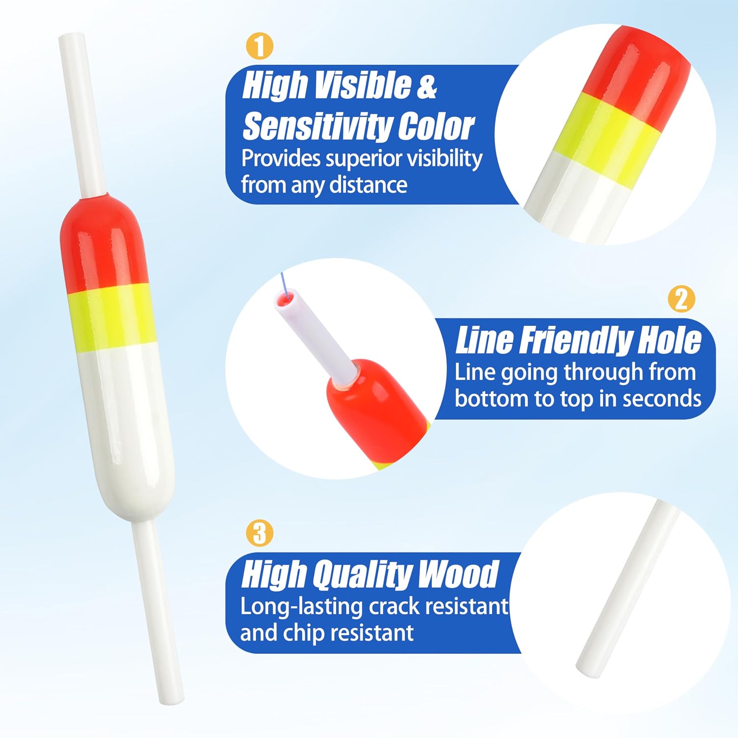 Slip Bobbers Fishing Floats and Bobbers Wood Stick Slip Floats for Crappie Panfish Walleyes Trout Catfish Fishing 5/10/20pcs 2.44"X0.59"X5"