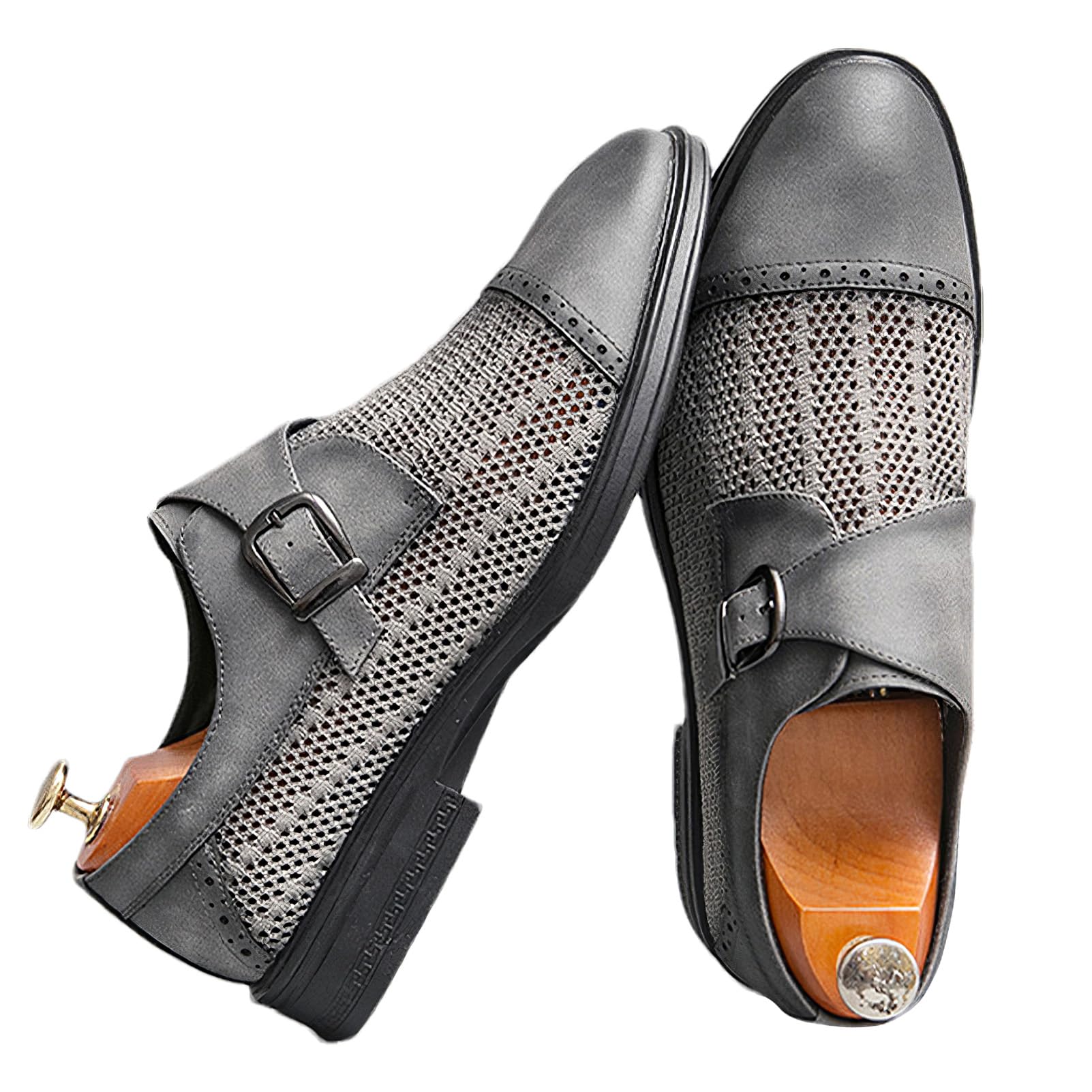 ANUFER Uomo Incavato Estate Scarpe da Sera Bello Singolo Fibbia del Monaco Scarpe da Lavoro