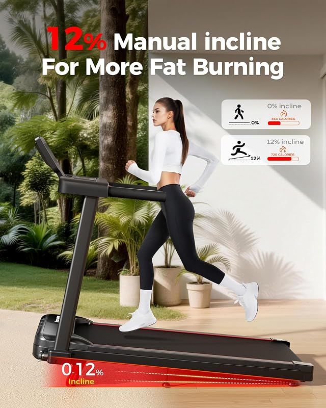 Abonow Foldable Treadmill for Home Small with 12% Incline - Black image 3